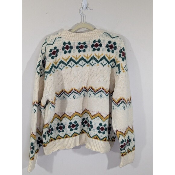 NWT Cider Womens Fair Isle Oversized Wool Blend Pullover Sweater Chunky Sz XL - Picture 13 of 13